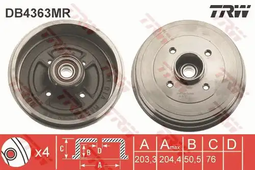 спирачен барабан TRW DB4363MR