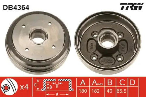 спирачен барабан TRW DB4364