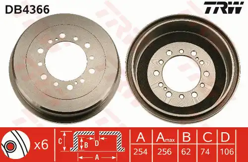 спирачен барабан TRW DB4366