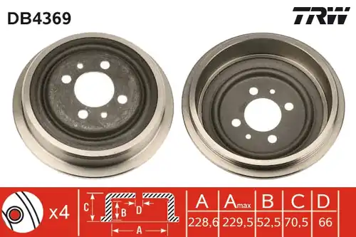 спирачен барабан TRW DB4369