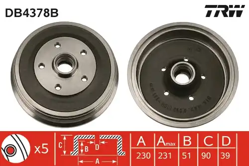 спирачен барабан TRW DB4378B