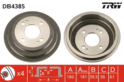 спирачен барабан TRW DB4385