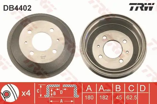 спирачен барабан TRW DB4402