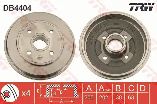 спирачен барабан TRW DB4404