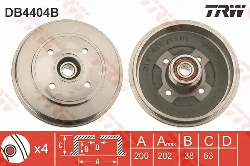 спирачен барабан TRW DB4404B
