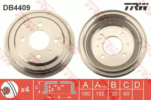 спирачен барабан TRW DB4409