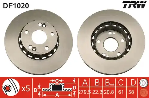 спирачен диск TRW DF1020