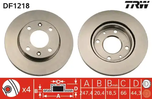 спирачен диск TRW DF1218