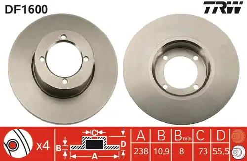 спирачен диск TRW DF1600