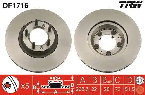 спирачен диск TRW DF1716