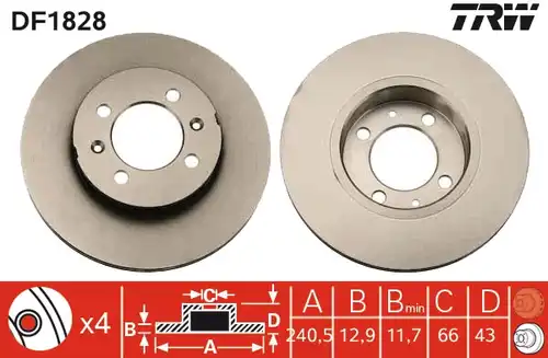 спирачен диск TRW DF1828