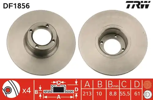 спирачен диск TRW DF1856