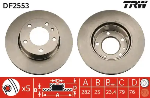 спирачен диск TRW DF2553