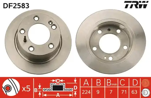 спирачен диск TRW DF2583