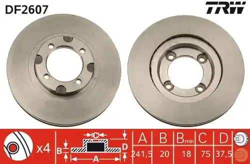 спирачен диск TRW DF2607