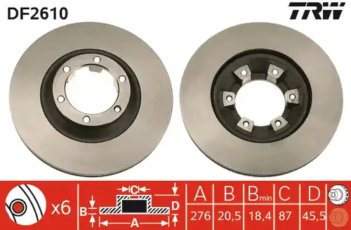 спирачен диск TRW DF2610
