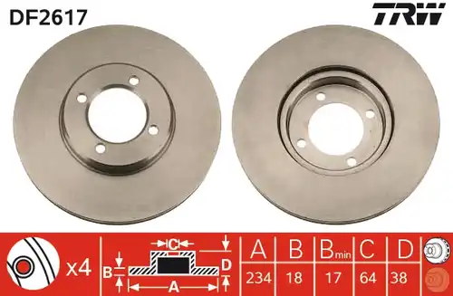 спирачен диск TRW DF2617