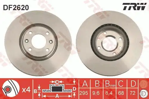 спирачен диск TRW DF2620