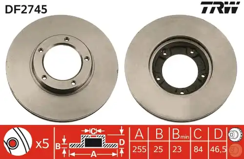 спирачен диск TRW DF2745