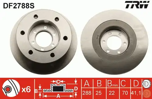 спирачен диск TRW DF2788S