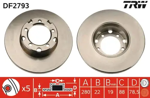 спирачен диск TRW DF2793