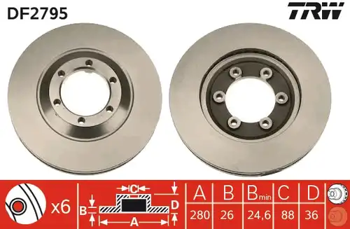 спирачен диск TRW DF2795