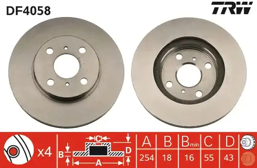 спирачен диск TRW DF4058