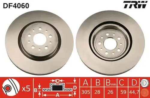 спирачен диск TRW DF4060