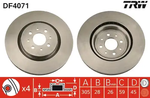 спирачен диск TRW DF4071