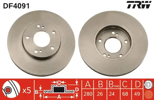 спирачен диск TRW DF4091