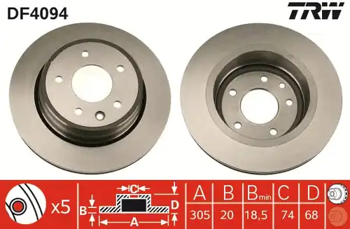 спирачен диск TRW DF4094