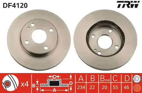 спирачен диск TRW DF4120