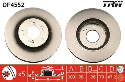 спирачен диск TRW DF4552