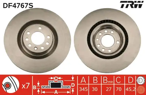 спирачен диск TRW DF4767S