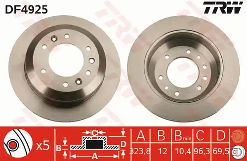 спирачен диск TRW DF4925