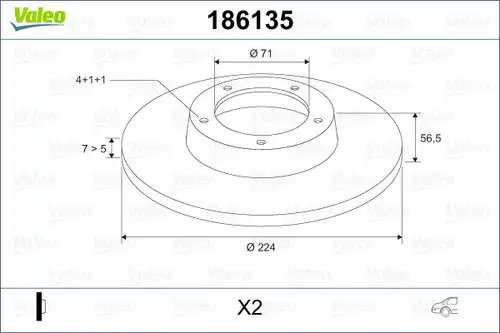 спирачен диск VALEO 186135