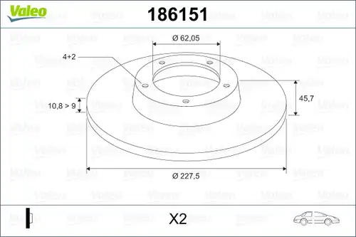 спирачен диск VALEO 186151