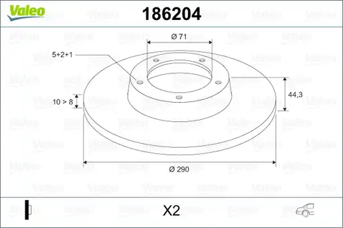 спирачен диск VALEO 186204