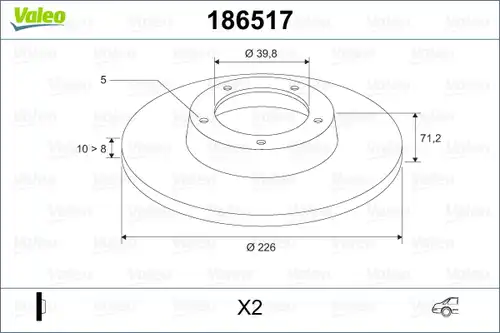 спирачен диск VALEO 186517