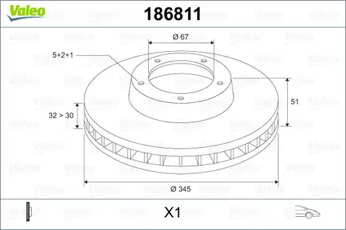 спирачен диск VALEO 186811