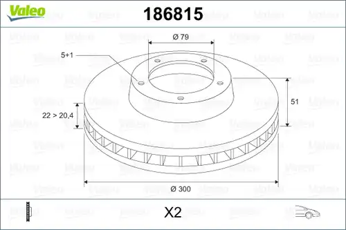 спирачен диск VALEO 186815
