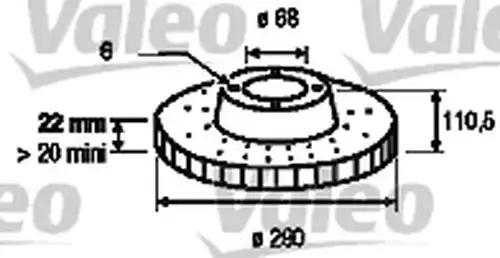 спирачен диск VALEO 187058