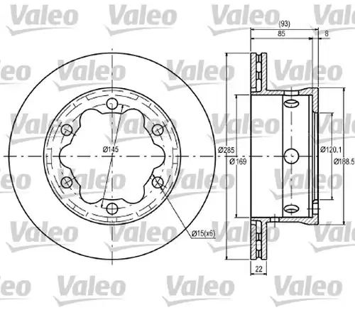 спирачен диск VALEO 187081