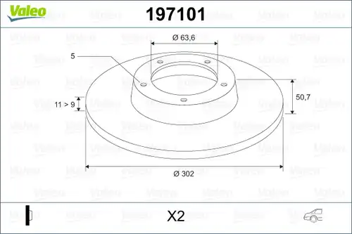 спирачен диск VALEO 197101
