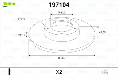спирачен диск VALEO 197104