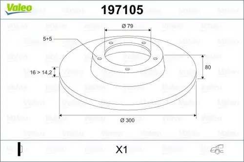 спирачен диск VALEO 197105