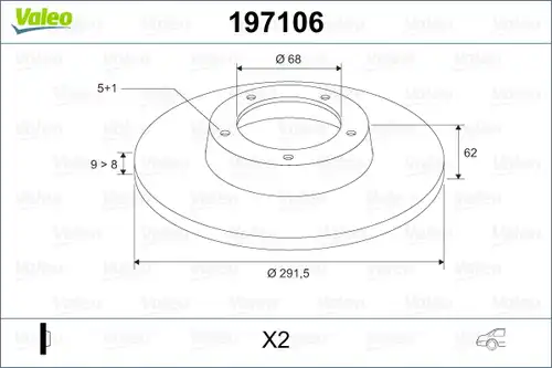 спирачен диск VALEO 197106