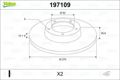 спирачен диск VALEO 197109