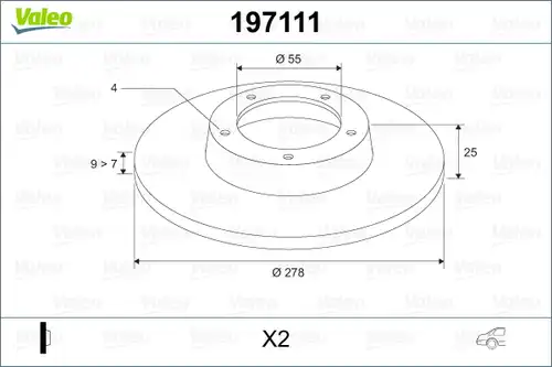 спирачен диск VALEO 197111