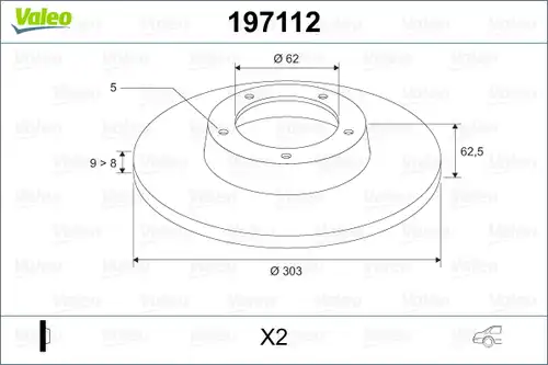 спирачен диск VALEO 197112